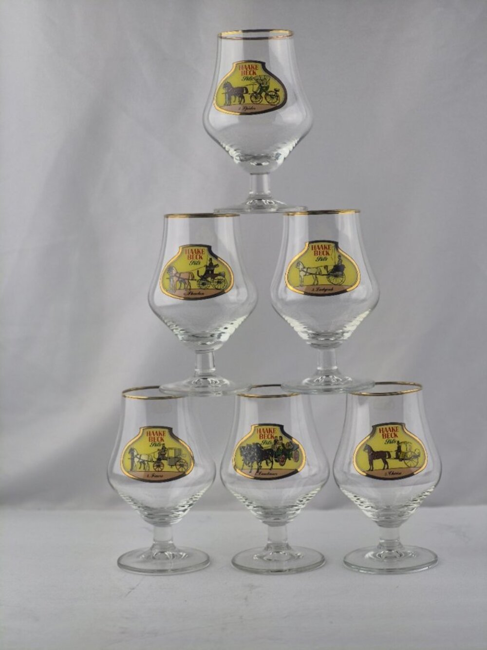 Vintage Haake-Beck Pils Beer Glasses Set of 6 Original Styrofoam Bar Breweriana